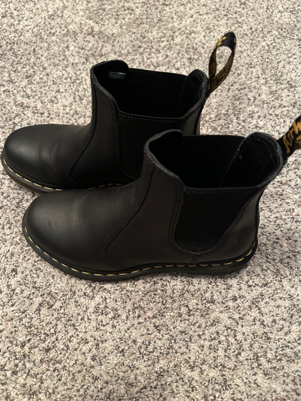 Dr. Martens Black Leather Chelsea Boots with Yellow Stitching - - Picture 3 of 8